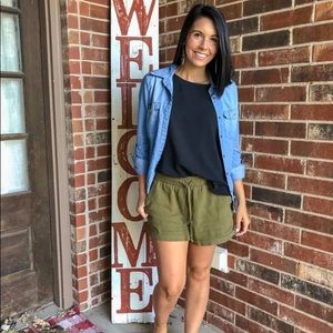 Olive Drawstring Shorts